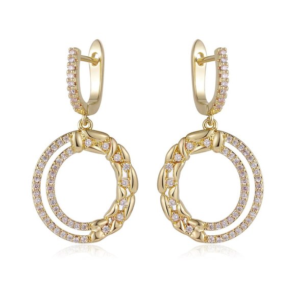 Double Hoop Drop Earrings - Picture 7 of 8